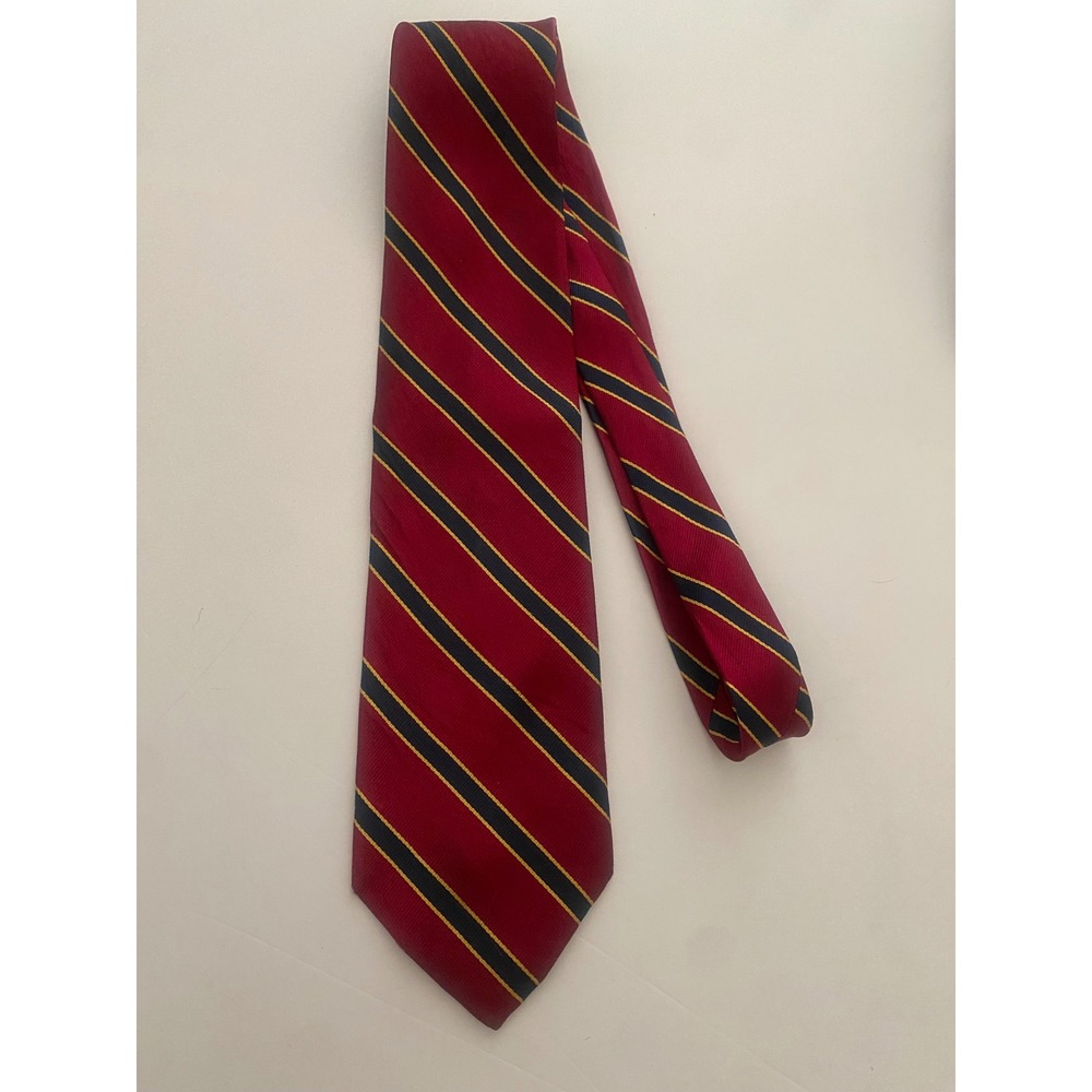 Brooks Brothers Basics Mens Silk Tie Burgundy Navy Gold Rep Stripe Made in USA